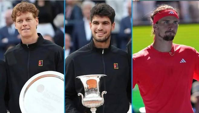 본격적인 클레이 코트 시즌을 앞두고 치열한 랭킹 경쟁을 벌일 시너, 알카라스, 즈베레프. 게티이미지