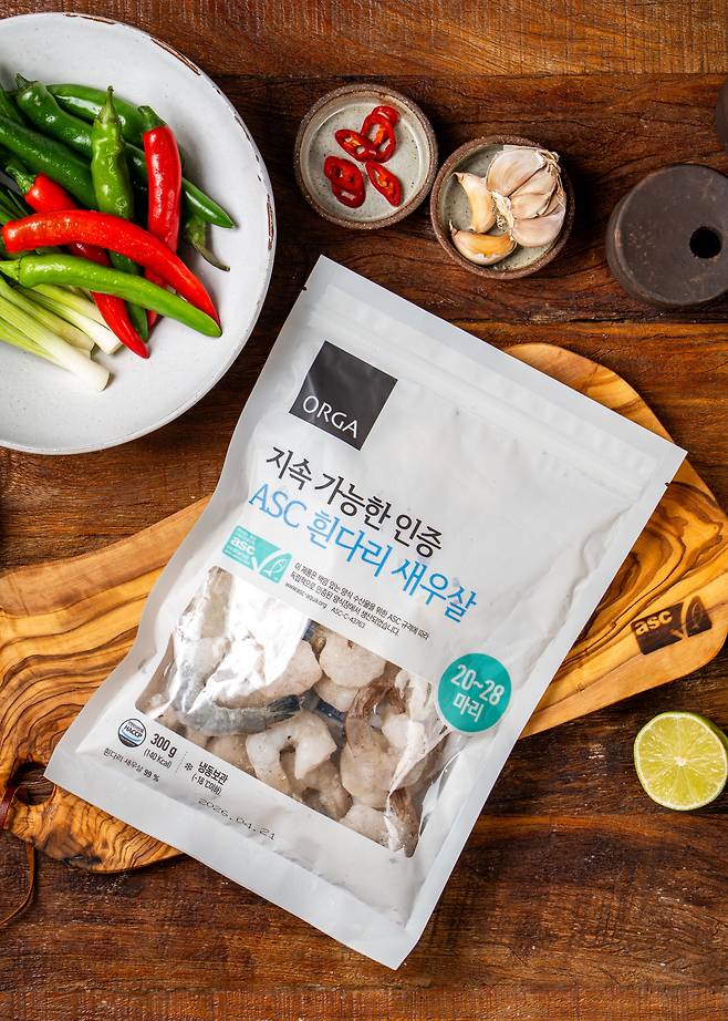 새우, 전복 등 다양한 수산 가공품에서도 ASC 인증 마크를 확인할 수 있다.