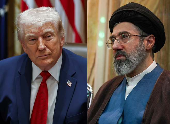 도널드 트럼프(왼쪽) 미국 대통령과 모즈타바 하메네이 이란 최고지도자 [EPA·로이터]
