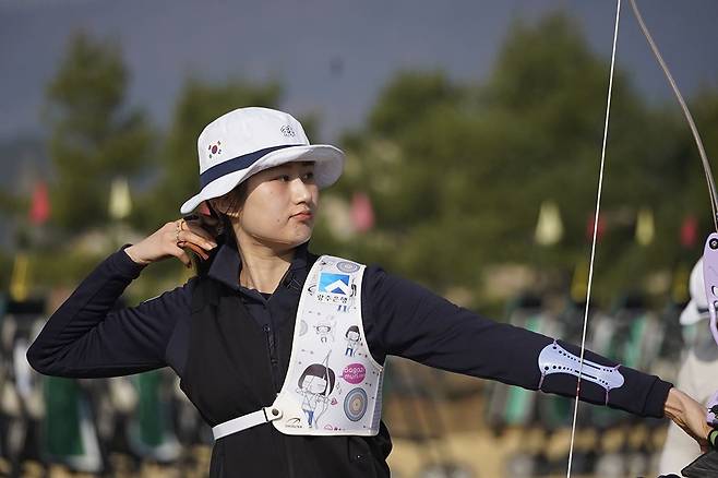 지난 3일 끝난 2026 리커브 국가대표 최종 1차 평가전에서 여자부 1위를 차지한 광주은행 텐텐양궁단 오예진. 
<대한양궁협회 제공>