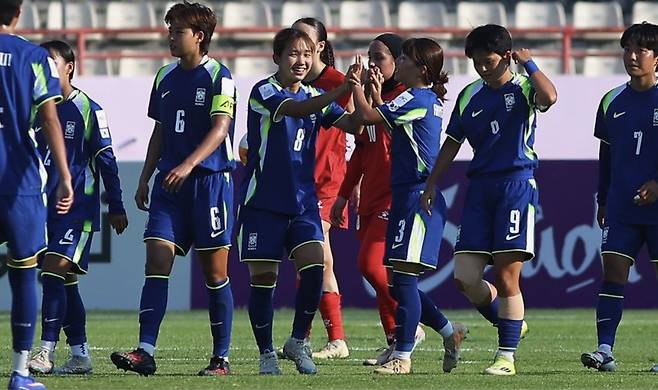 AFC U20 여자 아시안컵에서 2연승을 기로한 한국.(AFC 제공)