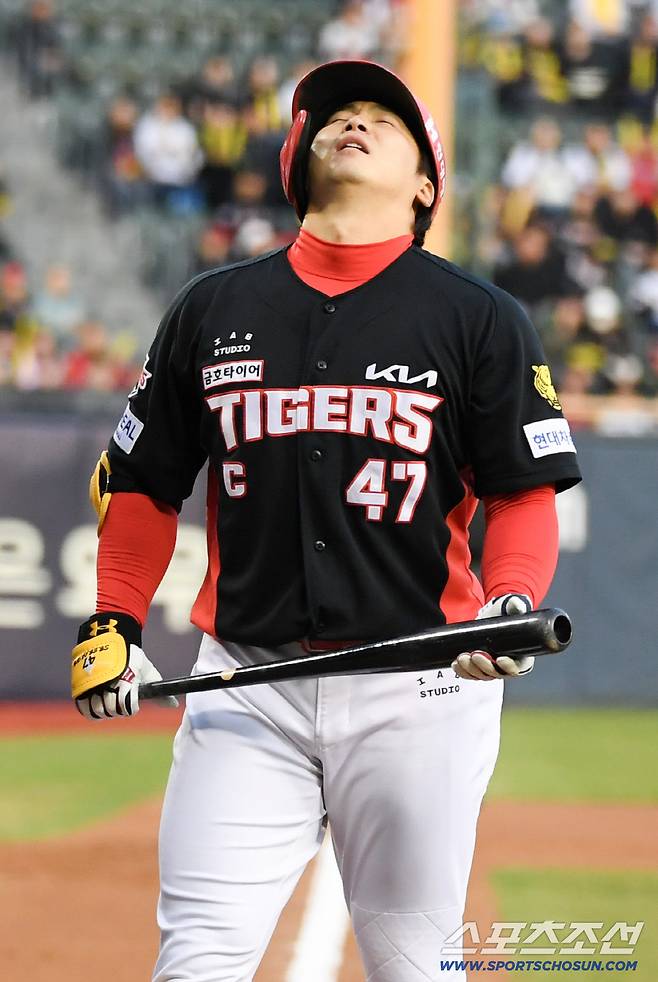 1일 잠실구장에서 열린 LG와 KIA의 경기. 1회초 2사 3루 KIA 나성범이 삼진을 당하고 있다. 잠실=박재만 기자 pjm@sportschosun.com/2026.04.01/