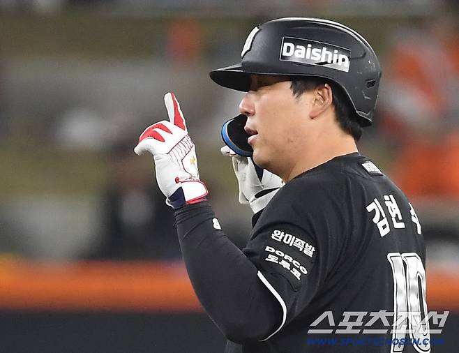 2일 대전 한화생명볼파크에서 열린 한화와 KT의 경기. 6회 1타점 적시 2루타 날린 KT 김현수. 대전=송정헌 기자songs@sportschosun.com/2026.04.02/