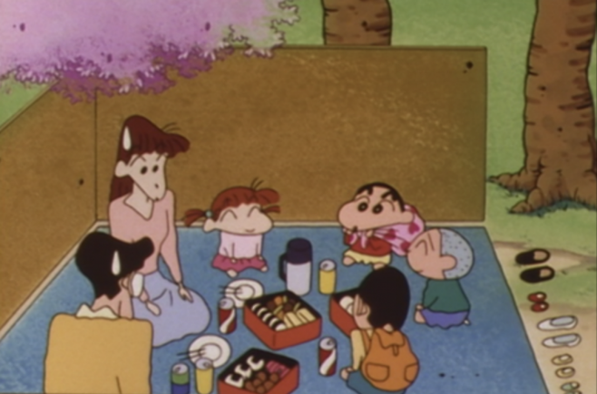 1995년 방영된 애니메이션 '크레용 신짱' 중 '벚꽃놀이를 가자'에 등장하는 장면. TV아사히.