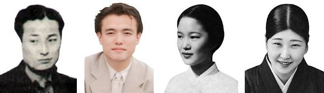 황철(철수 역). 사진=한국영화데이터베이스(왼쪽부터),&nbsp;심영(영호 역) 사진=나무위키,&nbsp;차홍녀(홍도 역) 사진=한국영화데이터베이스,&nbsp;김선초(시어머니 역)