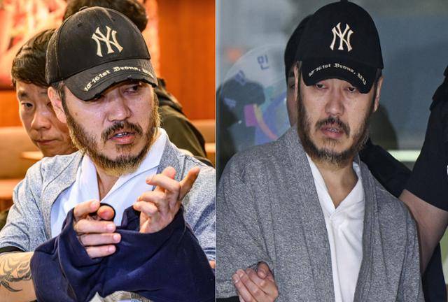 박왕열이 지난달 25일 인천국제공항 2터미널 입국장으로 들어설 때 촬영된 모습(왼쪽 사진)과 이틀 뒤 경기 의정부시 의정부지법에서 열린 구속 전 피의자 심문을 마치고 이동하며 촬영된 모습. 강예진·박시몬 기자