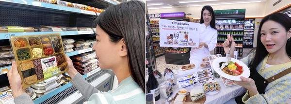 편의점 업계가 나들이 시즌을 맞아 도시락과 간편식, 디저트 등 다양한 먹거리 상품을 판매한다. GS25의 ‘이달의 도시락 피크닉편’(왼쪽)과 이마트24 ‘스타셰프 라인업’.  GS25·이마트24 제공