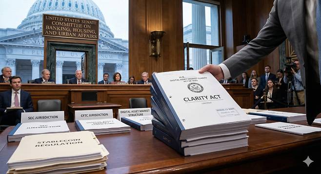미 상원에 계류중인 디지털 자산 시장 명확성법, 일명 '클래리티법(CLARITY Act of 2005)' 이미지를 AI로 구현한 모습
