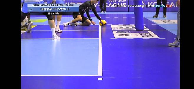 대한항공과 현대캐피탈의 남자부 챔피언결정전 2차전 5세트, 현대캐피탈의 13-12 리드 상황에서 레오의 퀵오픈이 마쏘의 블로킹에 막혀 공이 떨어지는 장면. 커버를 들어왔던 현대캐피탈 장아성은 아웃으로 판단해 공을 받지 않았다. 원심은 아웃이었지만 대한항공의 비디오 판독 요청으로 인(IN)으로 번복됐다