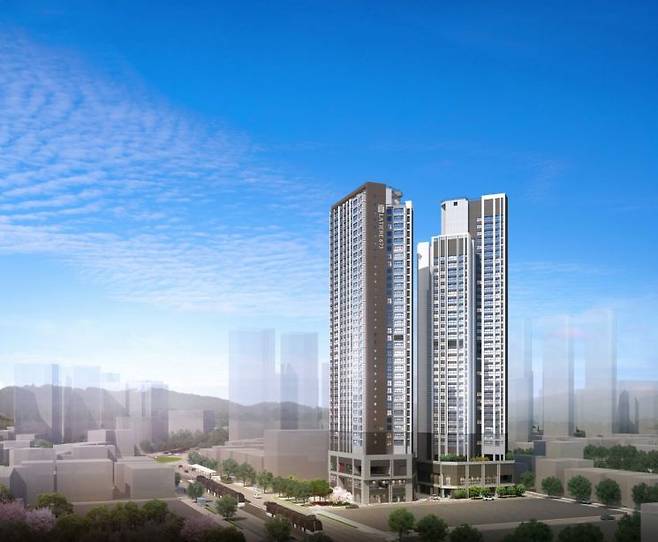 한국토지신탁이 이달중 울산 남구 신정동에서 분양 예정인 '문수로 라티에르 673' 조감도. 한국토지신탁 제공