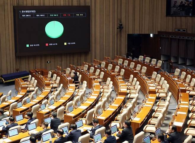 지난달 20일 공소청법이 국회 본회의를 통과했다. 연합뉴스