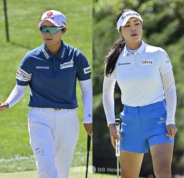 2026년 미국여자프로골프(LPGA) 투어 아람코 챔피언십 우승에 도전했던 김효주, 윤이나 프로. 사진제공=ⓒAFPBBNews = News1 (사진을 무단으로 사용하지 마십시오.)
