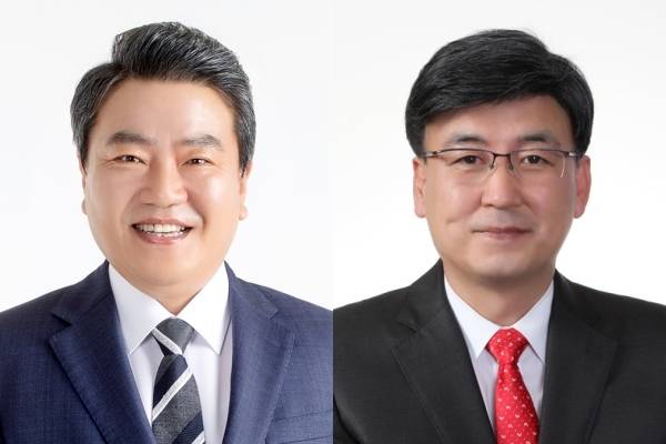 (왼쪽부터) 박해광 광주시장 예비후보, 방세환 현 광주시장. 경기일보DB