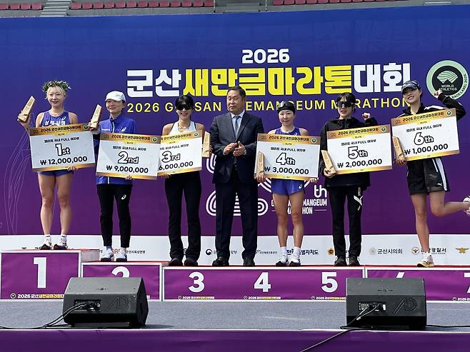군산새만금마라톤대회 1위 정현지(왼쪽) [삼척시 제공. 재판매 및 DB 금지]