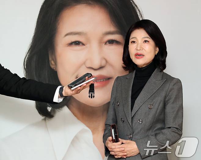 6·3 지방선거 대구시장 출마를 선언한 이진숙 전 방통위원장이 6일 대구 중구 선거사무소에서 공천 배제(컷오프) 등 자신의 입장을 밝히고 있다. 2026.4.6 ⓒ 뉴스1 공정식 기자