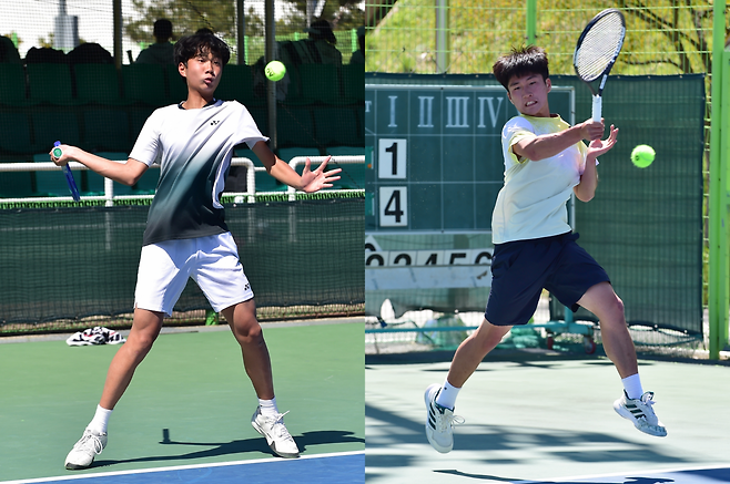 주니어선수권 16세부 남자단식 결승에서 맞붙는 정율호와 이관우(오른쪽). 대한테니스협회