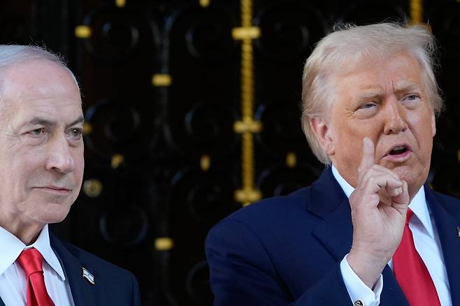 베냐민 네타냐후 이스라엘 총리와 도널드 트럼프 미국 대통령. AP뉴시스