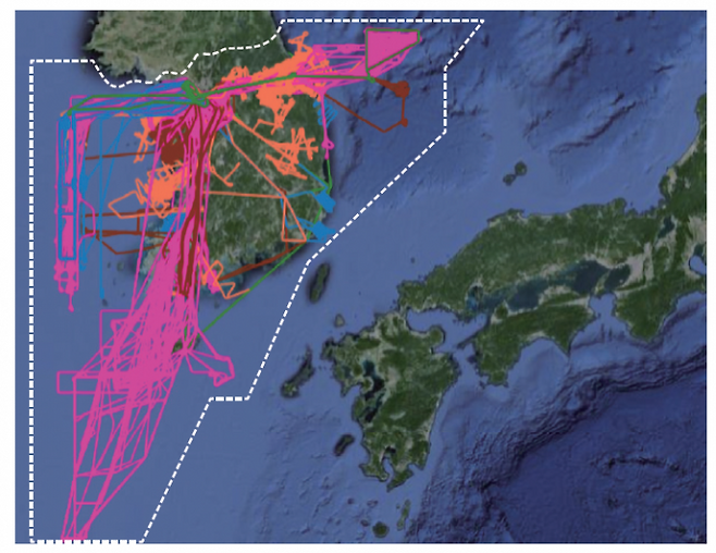 나라호 관측운항 누적항적. 기상청 제공
