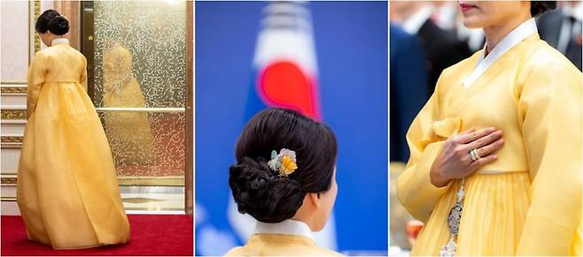 에마뉘엘 마크롱 프랑스 대통령 대통령실 전속 사진작가 알렉산드라 르봉이 지난 6일 자신의 인스타그램에 방한 일정 중 촬영한 사진들을 올렸다. 특히 김혜경 여사가 지난 3일 국빈 환영 오찬에서 착용한 한복과 장신구를 집중 조명했다. /사진=알렉산드라 르봉 인스타그램 캡처