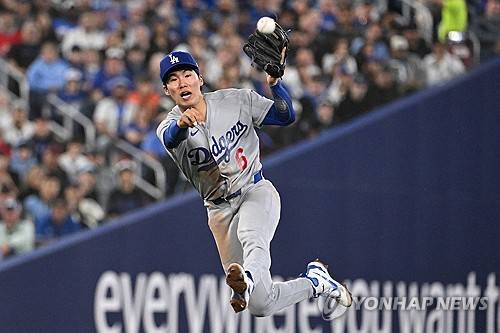 오늘(8일) 토론토 블루제이스전에 출전한 LA 다저스 김혜성 [로이터=연합뉴스]