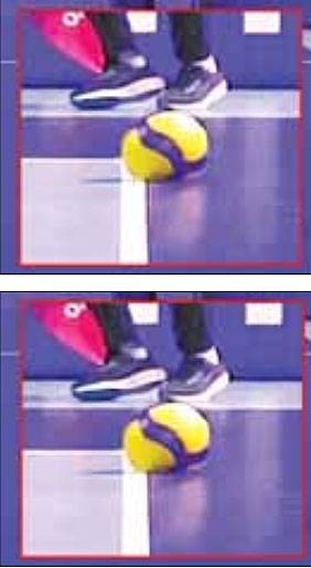 지난 4일 2차전에선 5세트 현대캐피탈이 14-13으로 앞선 상황에서 나온 서브는 아웃 판정을 받았지만(위) 직전 13-12에서 대한항공의 블로킹 볼은 인 판정을 받았다(아래). 한국배구연맹 제공