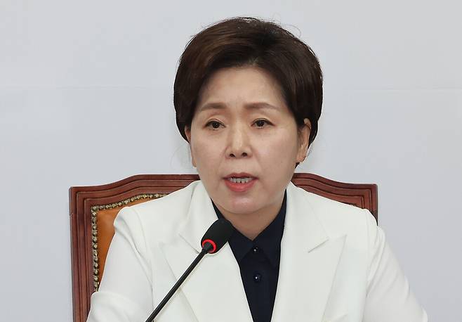 ▲ 국민의힘 양향자 최고위원이 9일 국회에서 열린 최고위원회의에서 발언하고 있다. /연합뉴스