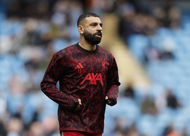 Soccer Football - FA Cup - Quarter Final - Manchester City v Liverpool - Etihad Stadium, Manchester, Britain - April 4, 2026 Liverpool's Mohamed Salah during the warm up before the match Action Images via Reuters/Jason Cairnduff
<저작권자(c) 연합뉴스, 무단 전재-재배포, AI 학습 및 활용 금지>