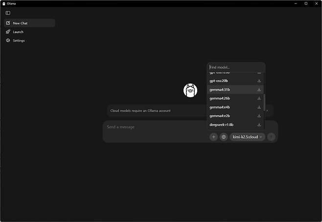올라마를 처음 실행하면 젬마 4를 선택할 수 없으므로 별도 설치해야 한다 / 출처=IT동아