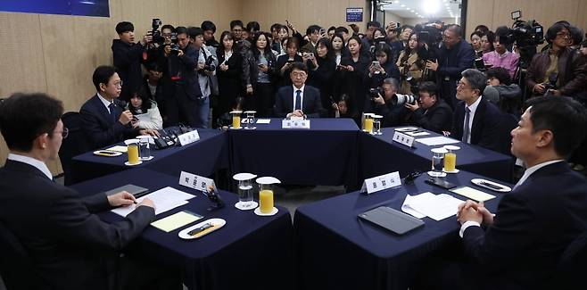 9일 서울 강남구 한국과학기술회관에서 '부총리 겸 과학기술정보통신부 장관-통신사 CEO 간담회'가 열리고 있다./ 사진=김범준 기자