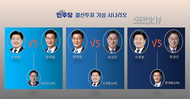 더불어민주당 제주도지사 결선 대결구도 가상 시나리오. ⓒ원성심 기자
