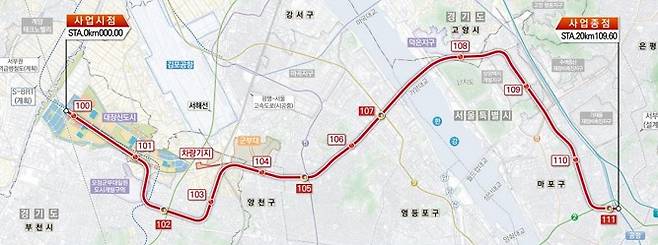 대장홍대선 노선 계획도. /자료=국토교통부