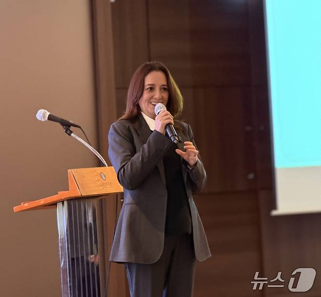 마리카르멘 마르티네스 멕시코 누에보레온주 관광장관이 10일 서울 중구의 롯데호텔 서울에서 기자 회견을 하고 있다. /뉴스1 ⓒ 뉴스1 김도용 기자