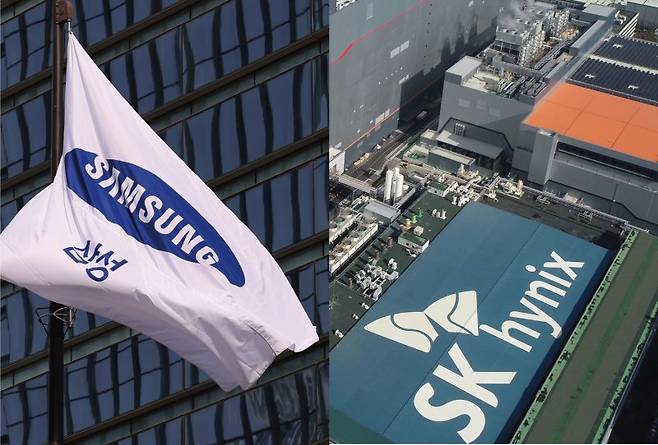 삼성전자 서초사옥(왼쪽)과 SK하이닉스 이천캠퍼스 M16 전경. 뉴스1