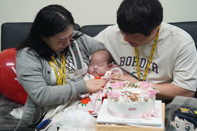 '하늘이' 출생 100일 기념 사진 (제주소방안전본부 제공)
