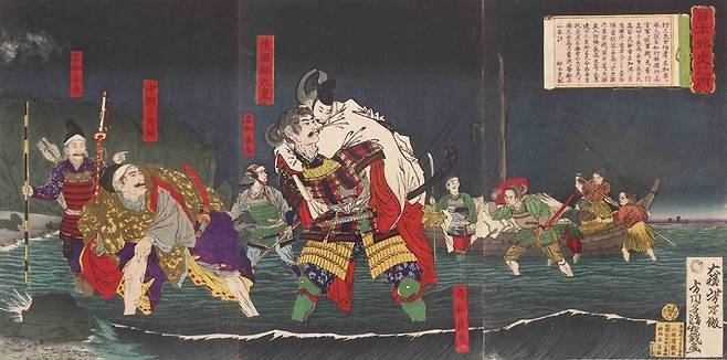 고다이고 천황을 업고 탈출하는 신하들.  [출처 : 야후재팬]