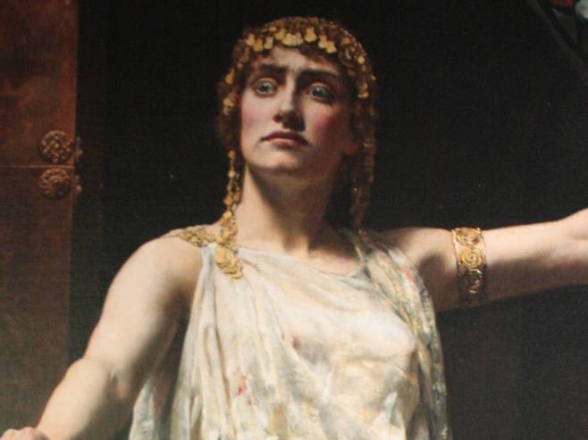 존 콜리어, 살인 후 클리타임네스트라(일부 확대), 1882, 캔버스에 유채, 239x174cm, 길드홀 아트 갤러리