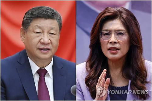 시진핑 중국 국가주석(왼쪽)과 정리원 대만 중국국민당 주석 [신화·EPA=연합뉴스 자료사진]