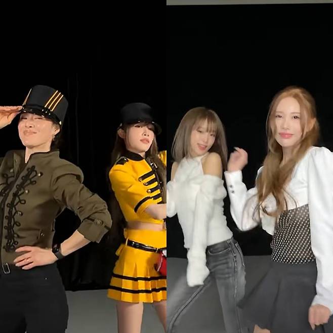 ▲ 가희-최예나(왼쪽), 최예나-큐리. 출처| 최예나 유튜브 캡처