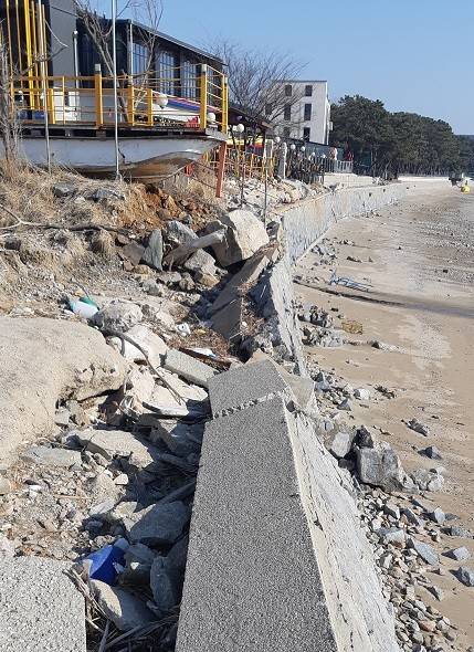 인천중구 영종도(용유도) 마시안해변. 해안 침식이 가속화되고 있다는 지적이 나온다. 2023.2 [사진=장정구 한국환경공단 이사]&nbsp;