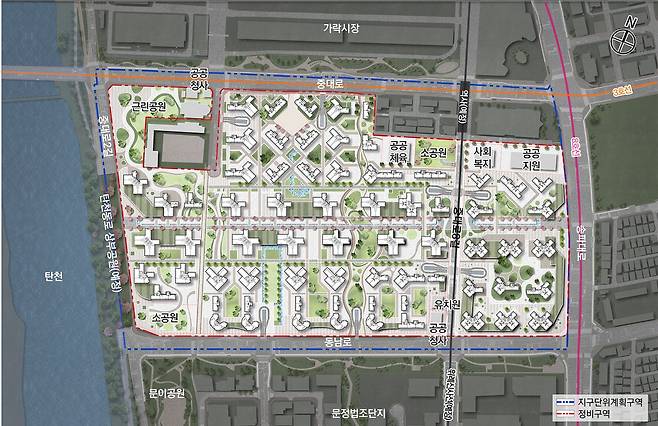서울 송파구 올림픽훼밀리타운 재건축 사업 배치도. [사진 서울시]