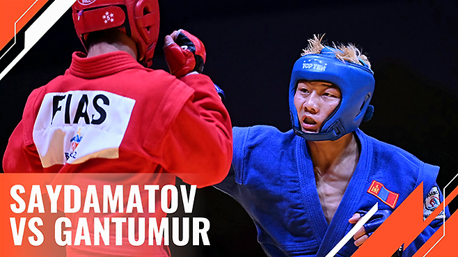 간틈르 바얀드렌이 2022년 11월 키르기스스탄 비슈케크에서 제46회 국제삼보연맹 세계선수권대회 컴뱃 58㎏ 결승전을 치러 금메달을 획득하고 있다. 사진=FIAS