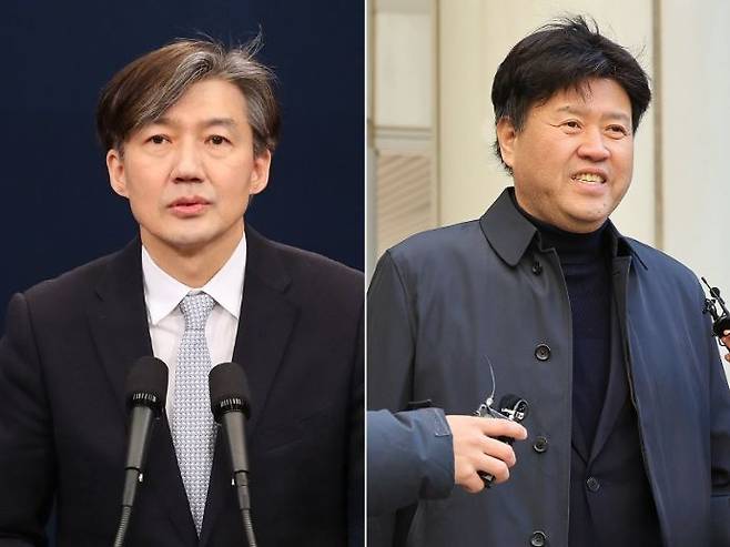 (왼쪽부터) 조국 조국혁신당 대표, 김용 전 민주연구원 부원장. 사진=연합뉴스