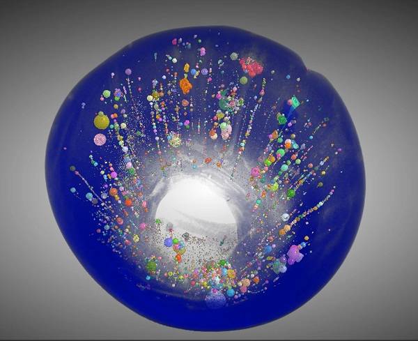 유리구슬 속 공기 방울.