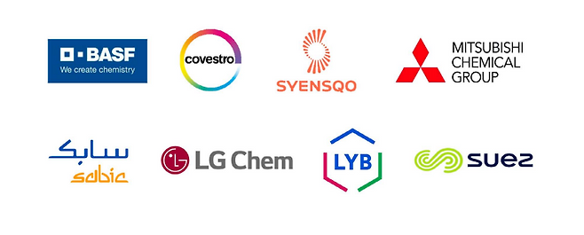 프로젝트에 참여한 △LG화학 △바스프 △사빅 △코베스트로 △라이온델바젤 △미쓰비시 케미칼 그룹&nbsp;△수에즈 △사이언스코 총 8개 기업. (사진=GIC)
