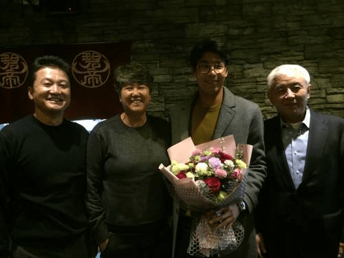 정현의 2018 호주 오픈 4강 진출을 축하하기 위해 모인 주원홍 대한테니스협회 회장, 김일순 감독, 윤용일 감독. 테니스 코리아&nbsp;