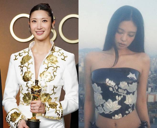 작곡가 겸 가수 이재, 그룹 블랙핑크 제니가 르쥬의 의상을 입은 모습. /사진=AP, 르쥬 SNS 캡처