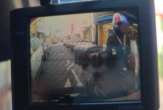 블랙박스에 찍힌 오토바이 운전자. 충남경찰청 제공