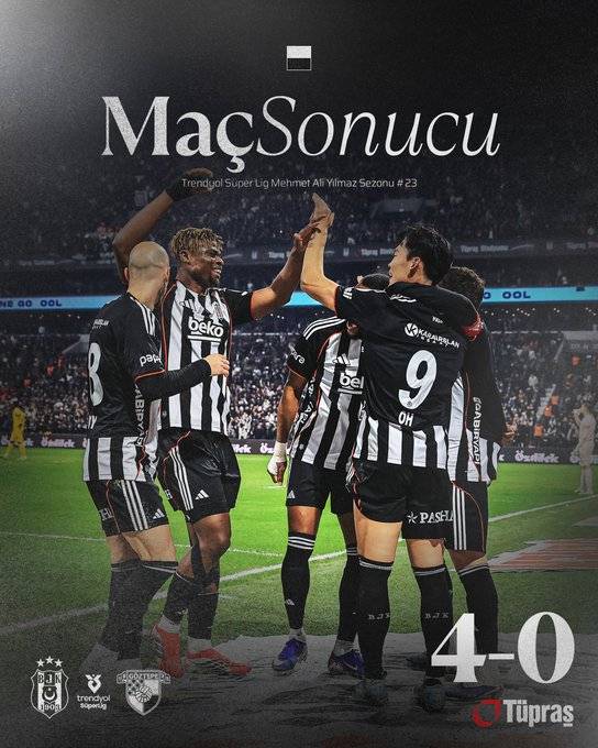 튀르키예 이스탄불의 바샥셰히르 파티흐 테림 스타디움에서 열린 2025~2026시즌 쉬페르리그 22라운드 경기 결과. /사진=베식타시 공식 사회관계망서비스(SNS)