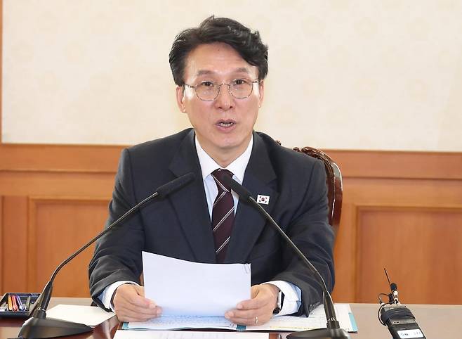 김민석 국무총리가 14일 오후 서울 종로구 정부서울청사에서 열린 공명선거 관계장관회의를 주재하고 있다. 2026.04.14 서울=뉴시스
