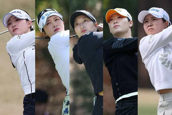 루키 김민솔 프로가 우승을 차지한 2026년 한국여자프로골프(KLPGA) 투어 iM금융오픈에서 톱10으로 선전한 안지현, 전예성, 김시현, 방신실, 고지원 프로. 사진제공=KLPGA (사진을 무단으로 사용하지 마십시오.)